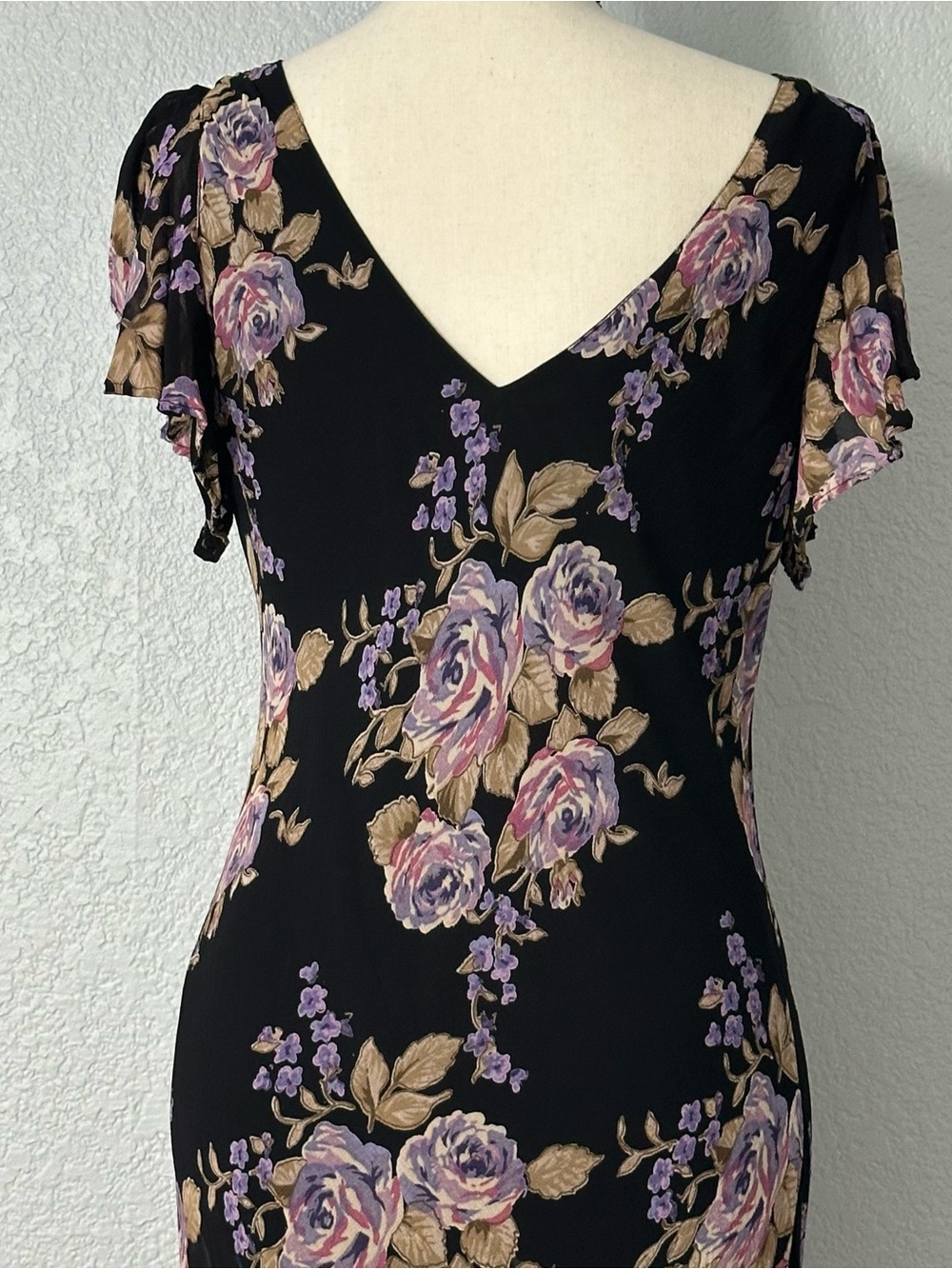 Vtg Dressbarn Floral Maxi Dress Sz M Whimsigoth 90s Grunge Dark Romantic Fairy - Picture 8 of 10
